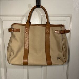 Burberry Authenticated Blue Label Canvas Tote Bag